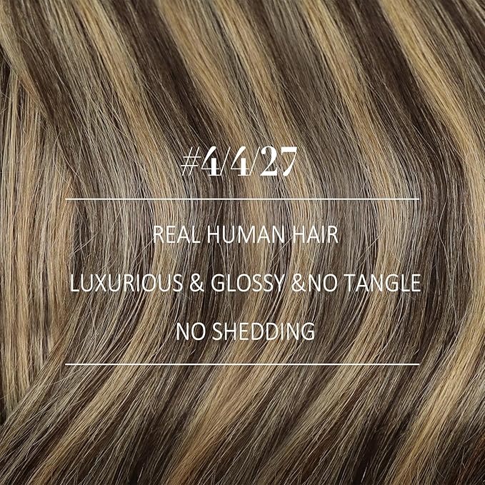 YoungSee Weft Hair Extensions Balayage Dark Brown Mix Caramel Blonde Human Hair Sew in Extensions Ombre Hand Tied Weft Hair Extensions Human Hair 22Inch 100G