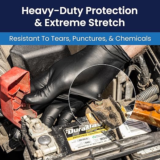 Adenna Dark Light Bulk Disposable Nitrile Gloves – 9 Mil, Heavy Duty Work Rubber Glove with Textured Grip, Non-Latex & Powder Free, Case of 900, Extra Large, Black