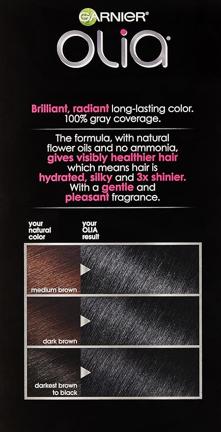 Garnier Hair Color Olia Ammonia-Free Brilliant Color Oil-Rich Permanent Hair Dye, 2.11 Platinum Black, 1 Count (Packaging May Vary) (Pack of 2)