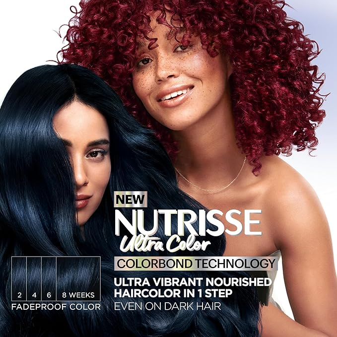 Garnier Hair Color Nutrisse Ultra Color Nourishing Creme, BL21 Reflective Blue Black (Blackberry Mojito) Permanent Hair Dye, 1 Count (Packaging May Vary)