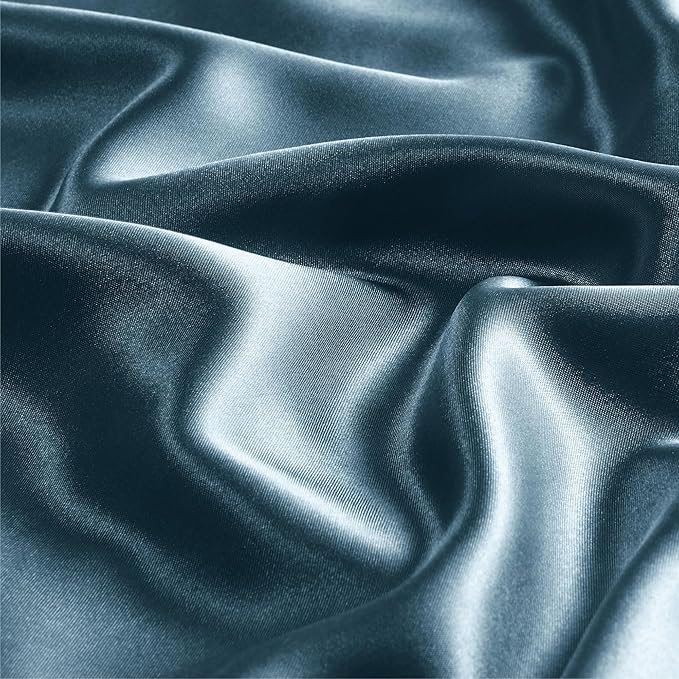 BEDELITE Satin Pillowcase with Zipper, Bluesteel King Size Pillow Cases Set of 2, Super Soft and Cooling Similar to Silk Pillow Cases, Gift for Women Men(20x36 Inches)