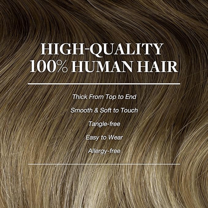 GOO GOO Clip in Hair Extensions Real Human Hair, Remy Human Hair Extensions Clip ins for Women, Natural Human Hair, 12inch 85g 7Pcs, 3/8/613 Balayage Walnut Brown to Ash Brown and Bleach Blonde