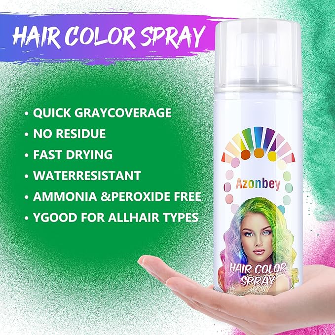 Halloween Hair Spray,Temporary Hair Color Spray for Women Kids Men,Washable Hairspray,Colored Hair Spray,Color Hairspray for Halloween,Party,Cosplay,Christmas Day (Green)