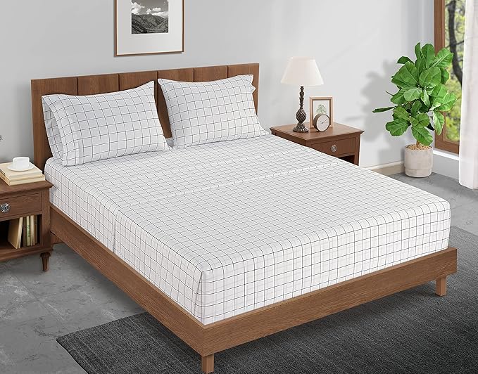 Lane Linen 100% Organic Cotton Pillow Cases Standard Size Set of 2 (20"x26") - Cotton Pillowcases Standard Size - Soft Pillow Cases Set of 2 - Standard Pillow Case Pack of 2 - Windowpane Charcoal