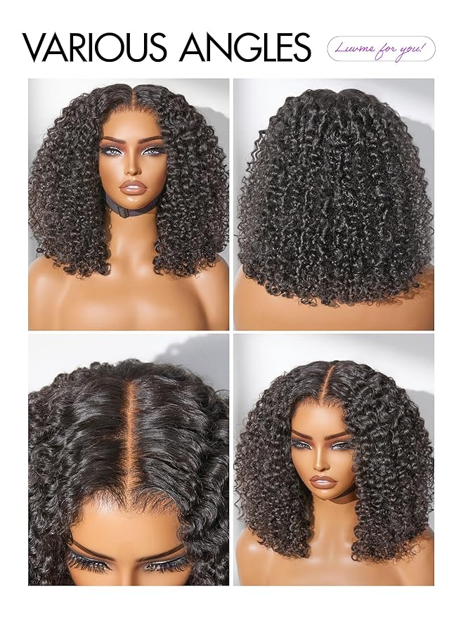LUVME HAIR 7x6 HD Lace All-Day Comfort Burmese Messy Curly Wig PartingMax Lace Wigs Lace Front Wigs Human Hair Pre Cut Plucked Lace Frontal Glueless 18 Inches Natural Black Color