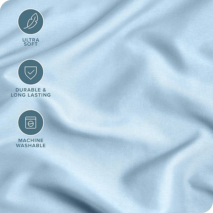 Bare Home Microfiber King Pillowcase Set of 4 - Light Blue, 20x40