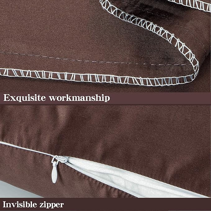 NTBAY Zippered Satin Pillow Cases for Hair and Skin, Luxury King Hidden Zipper Pillowcases Set of 2, 20x36 Inches, Dark Brown