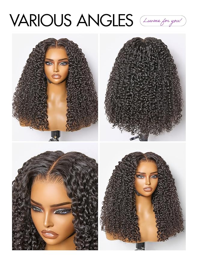 LUVME HAIR 7x6 HD Lace All-Day Comfort Burmese Messy Curly Wig PartingMax Lace Wigs Lace Front Wigs Human Hair Pre Cut Plucked Lace Frontal Glueless 24 Inches Natural Black Color