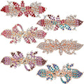 Geyoga 6 Pieces Vintage Hair Barrettes for Women Retro Flower French Pearl Crystal Rhinestones Clips Hair Pins for Women Styling Accessories(Shining Style)