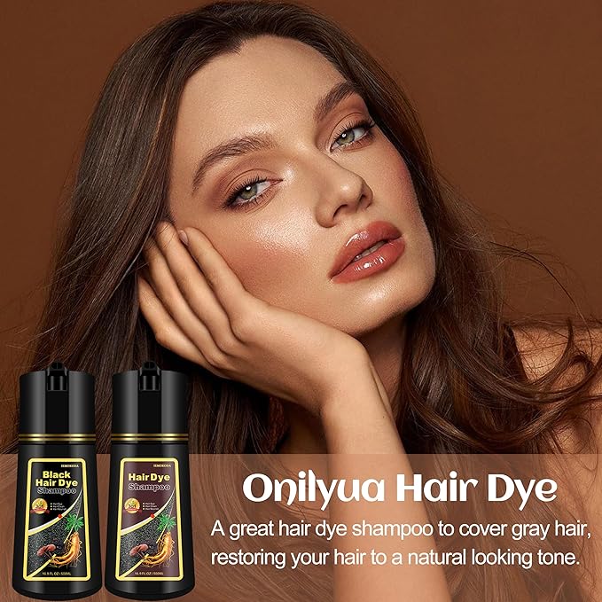 Dark Brown Hair Dye Shampoo 3 in 1, Natural Hair Color Dye for Men & Women, Shampoo Para Canas, Long-Lasting Effect for 100% Gray Hair Coverage Brown Hair Dye 16.9 Fl Oz (Dark brown)