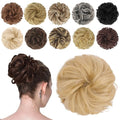FESHFEN Messy Bun Hair Piece - Elastic Wavy Curly Hair Bun Scrunchies Extensions Synthetic Chignon Hairpieces for Women, Champagne Blonde 1.5 oz