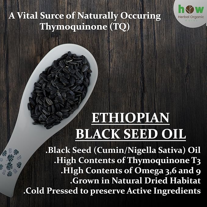 Ethiopian Black Seed Oil 16oz – Extra Strength 3x Thymoquinone – 100% Pure Cold-Pressed Nigella Sativa – Immune, Joint, Hair and Skin Support