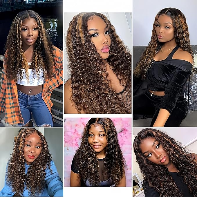26 28 30 Inch P1B30 Bundles Human Hair Highlight Deep Wave Bundle Brazilian Virgin Remy Hair Extensions Niegmeag 2 Tone Black and Light Brown Deep Wave Bundle 300g