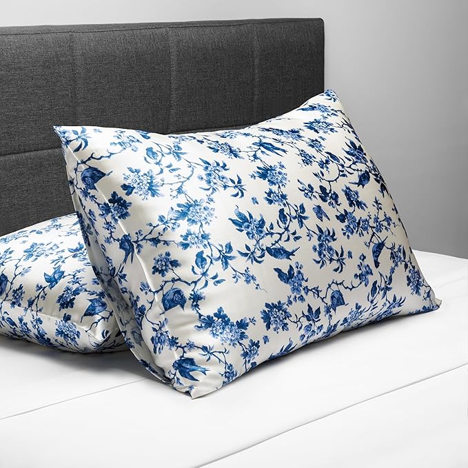 Fishers Finery 25mm 100% Pure Mulberry Silk Pillowcase 2 Pack (Tea Cup Print, Standard)