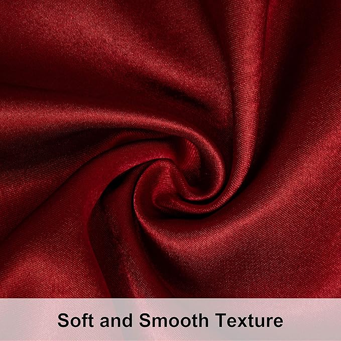 NTBAY 2 Pack Satin Standard Pillowcases for Hair and Skin, Luxurious and Silky Pillow Cases with Envelope Closure, 20x26 Inches, Wine Red