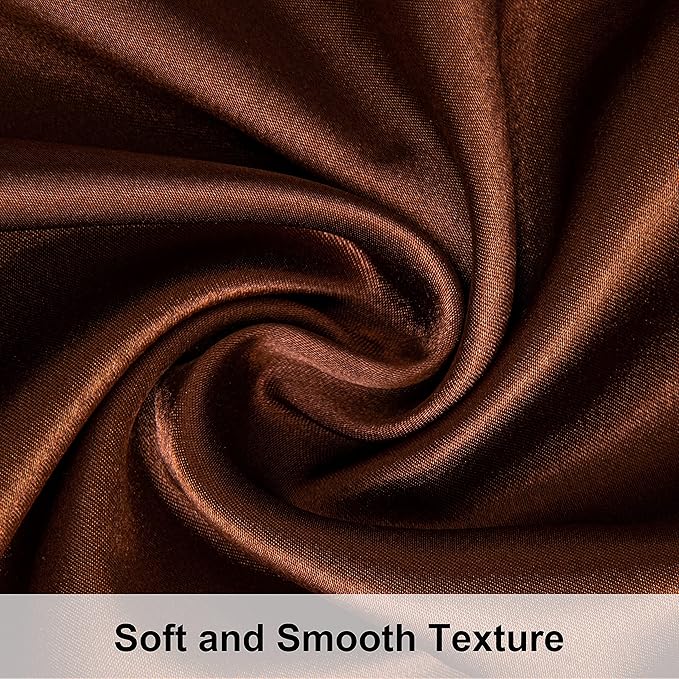 NTBAY 12 Pack Satin Standard Pillowcases for Hair and Skin, Luxurious and Silky Pillow Cases with Envelope Closure, 20 x 26 Inches, Brown