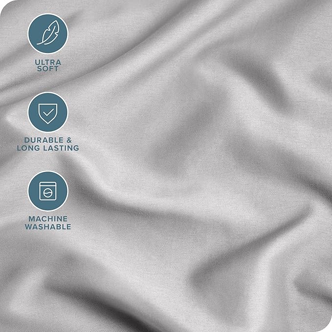 Bare Home Microfiber Bulk Pillow Cases - King Set of 4 - Cooling Pillowcases - Double Brushed - Light Grey Pillowcases 4 Pack - Easy Care (King - 4 Pack, Light Grey)