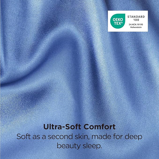Bedsure Satin Pillowcase 2 Pack Similar to Silk Pillow Cases Standard Size, Pillow Case for Sleeping Women with Envelope Closure, Gifts for Women Men, Sky Blue, 20x26 Inches, 2pcs