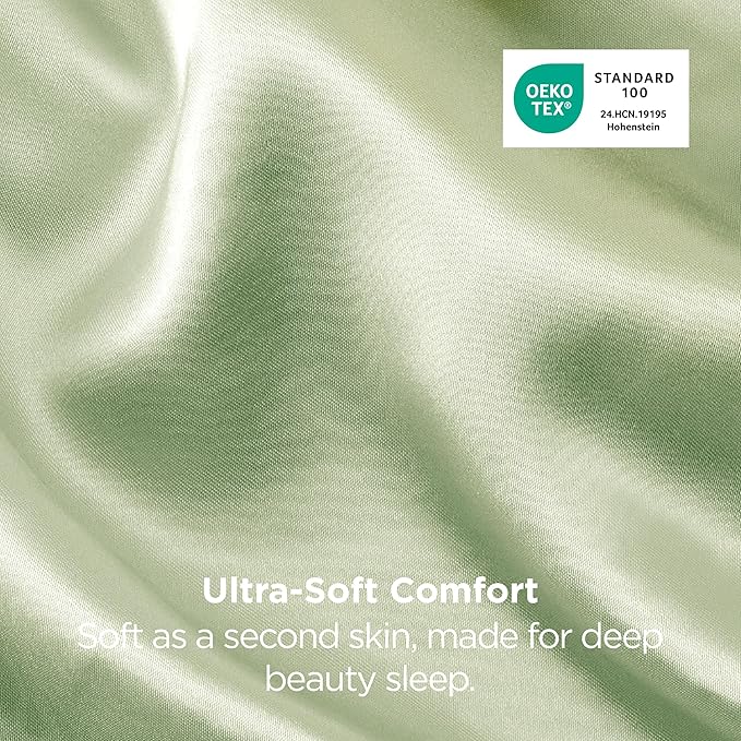 Bedsure Satin Pillowcases, Similar to Silk Pillow Cases Queen Size Set of 2, Pillow Case for Sleeping Women with Envelope Closure, Gifts for Women Men, Sage Green, 20x30 Inches, 2pcs